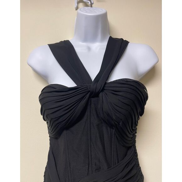 ROBERT RODRIGUEZ Black Formal Gown, Corset, Draping, Sz 4 - Picture 2 of 9